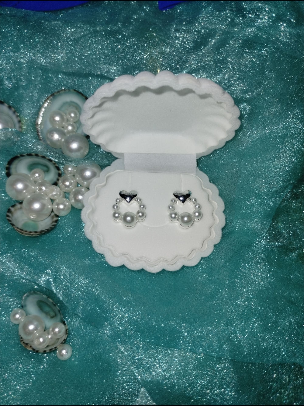Elegant Silver Heart Pearl Bridal Drops - Wedding Jewelry